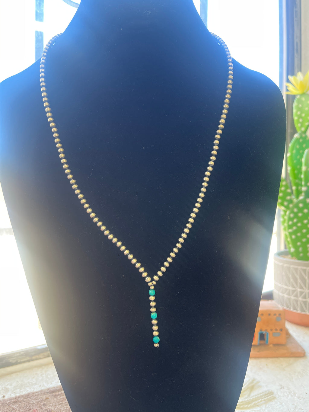 Turquoise drop Lariat OxiBead