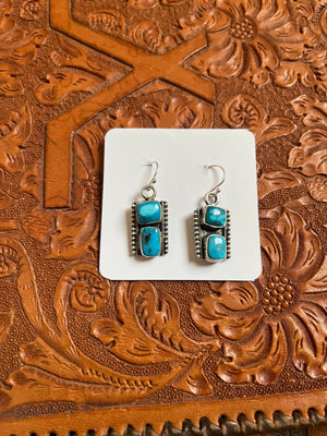 Double Stone Turquoise Square Dangles