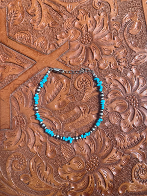 Turquoise Chunk and OxiBead Bracelet