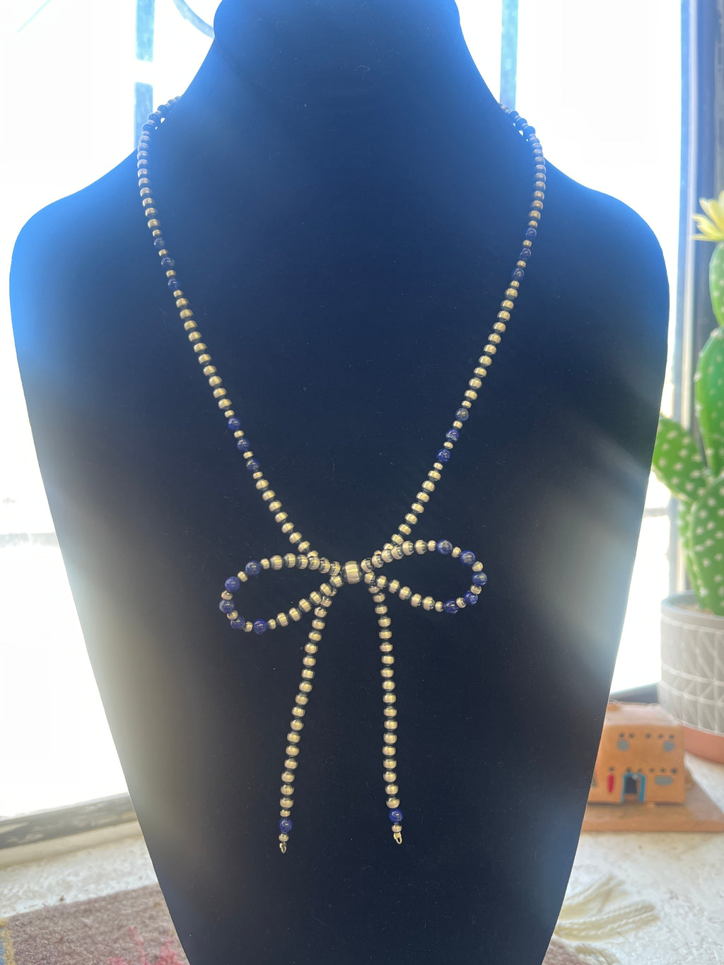 Lapis OxiBead Bowtie Necklace