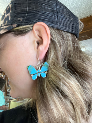 Zuni Turquoise Giant Butterfly Dangles