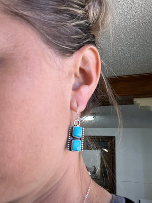 Double Stone Turquoise Square Dangles