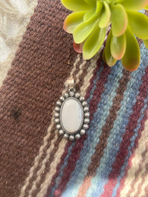 White Buffalo Pendant with Silver Star Setting
