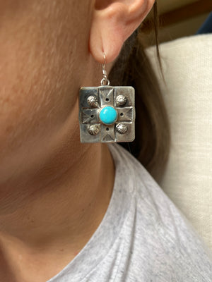 Square Cross Silver Dangles