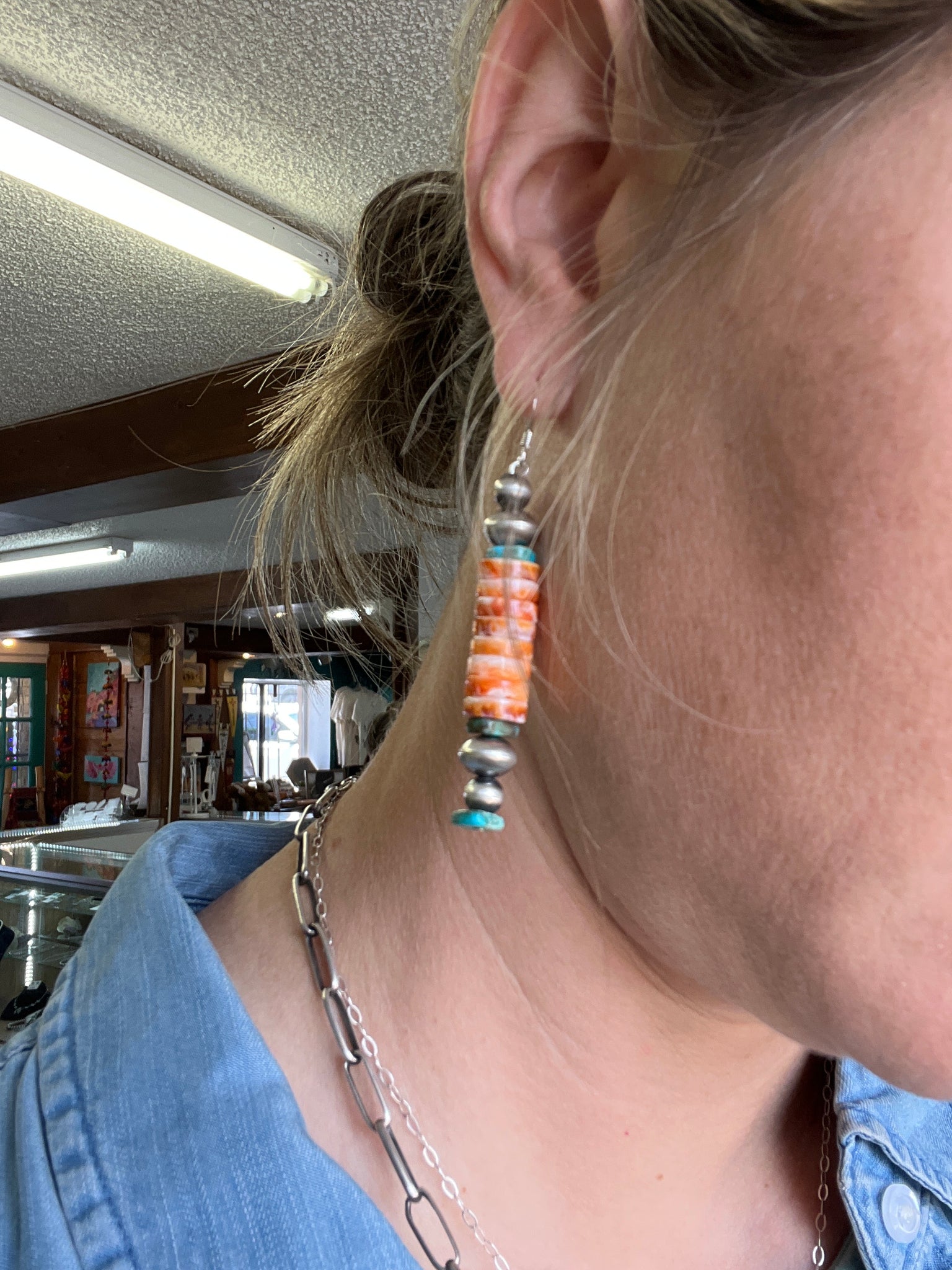 Long Beaded Spiny Earrings