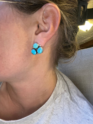 Triple Threat Turquoise Studs