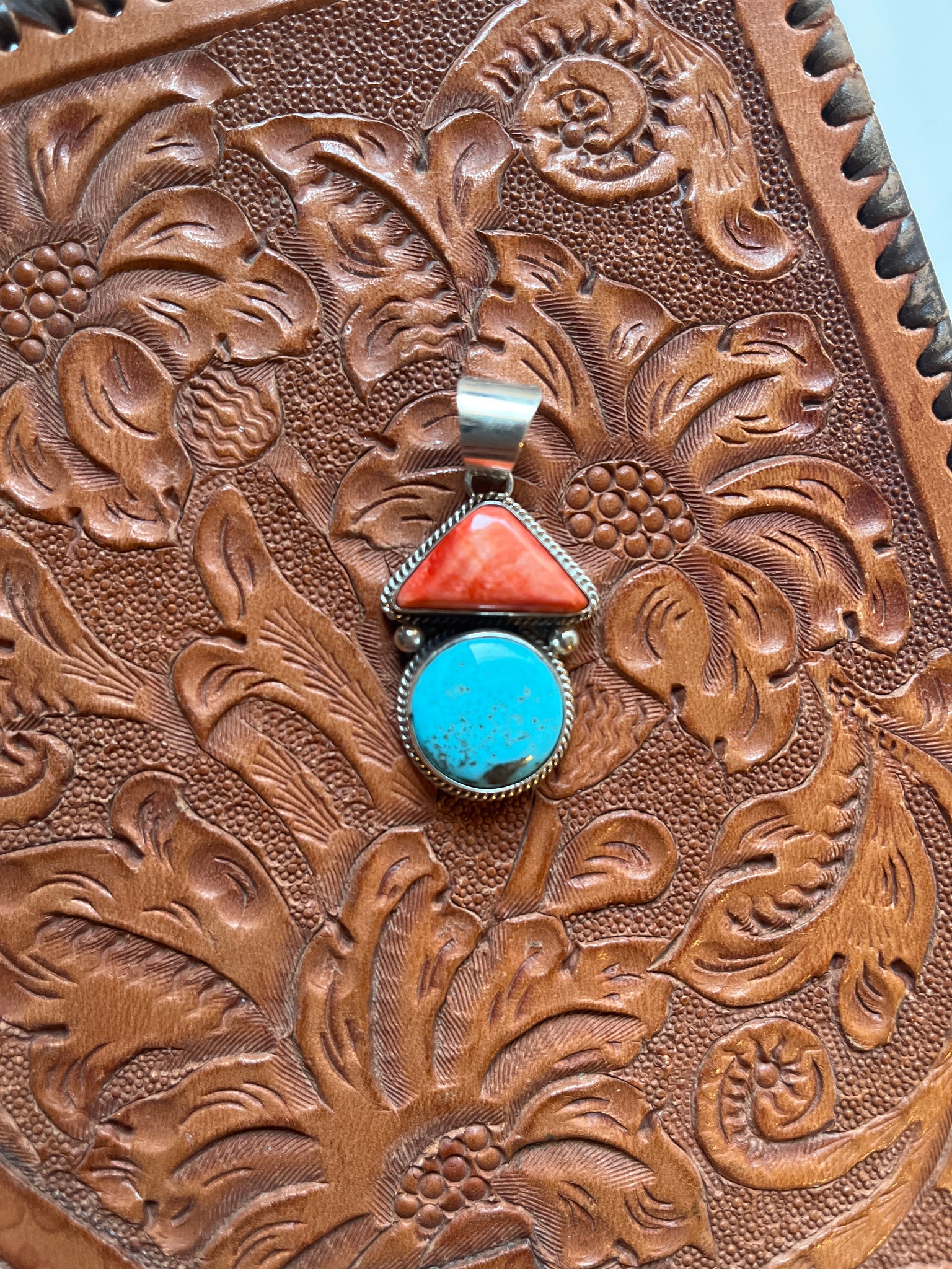 Spiny and Turquoise Stacked Pendant