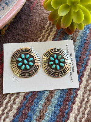 Large Etched Silver Cluster Earrings