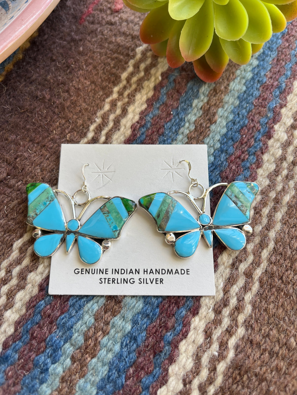 Zuni Turquoise Giant Butterfly Dangles