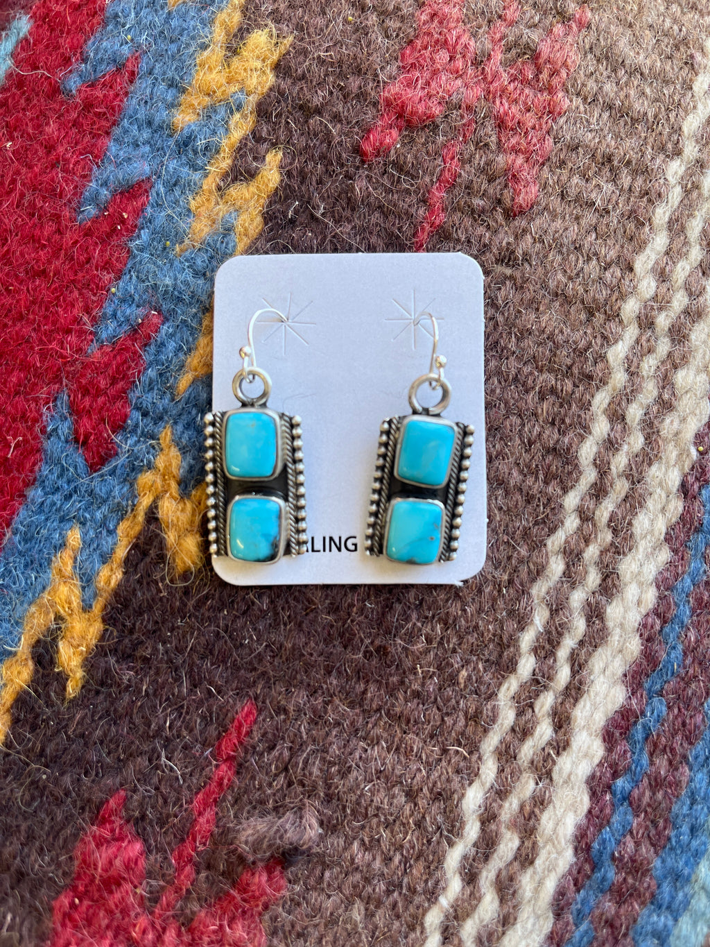 Double Stone Turquoise Square Dangles