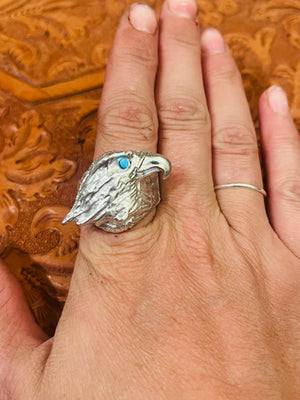 Heavy Silver Eagle Ring