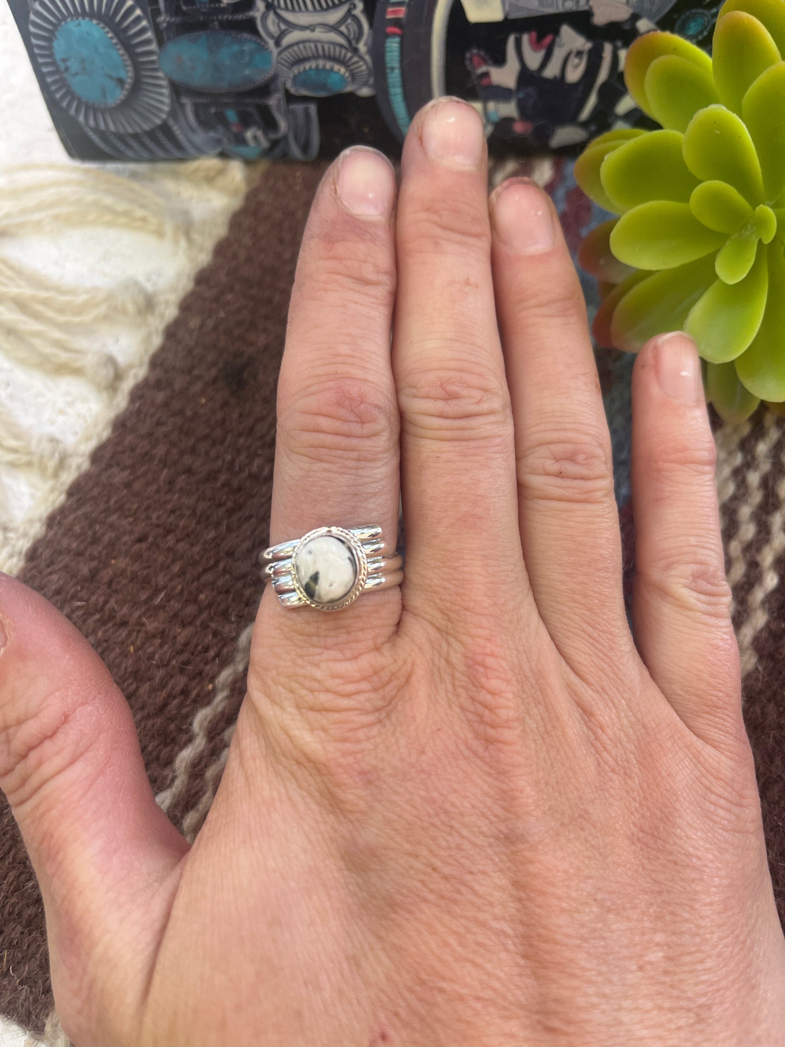 White Buffalo Ribbon Ring