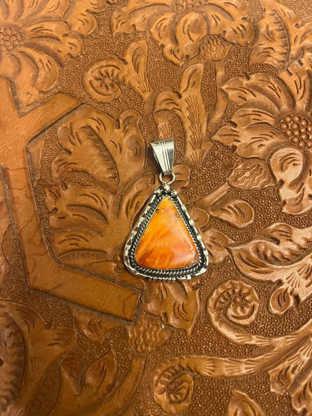 Orange Spiny Triangle Pendant