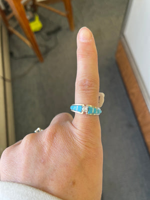 Turquoise and Cubic Zerconia Rings