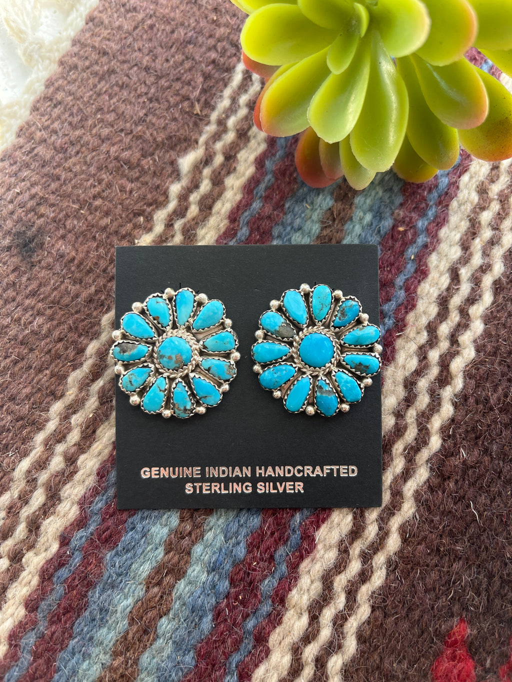 Large Bright Turquoise Cluster Earrings