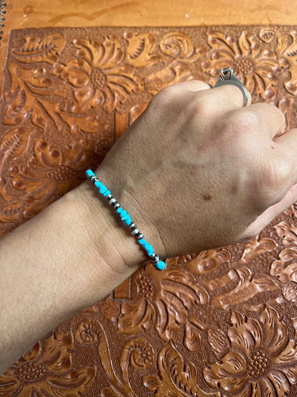 Turquoise Chunk and OxiBead Bracelet