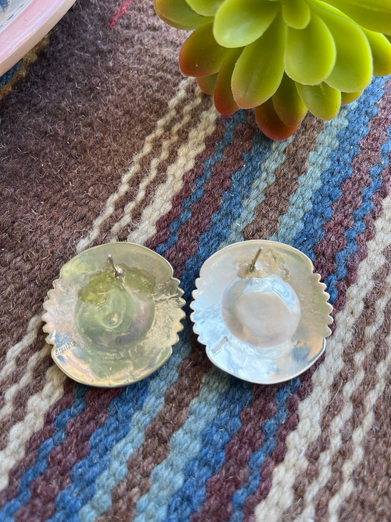 Large Etched Silver Cluster Earrings