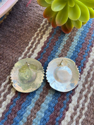 Large Etched Silver Cluster Earrings
