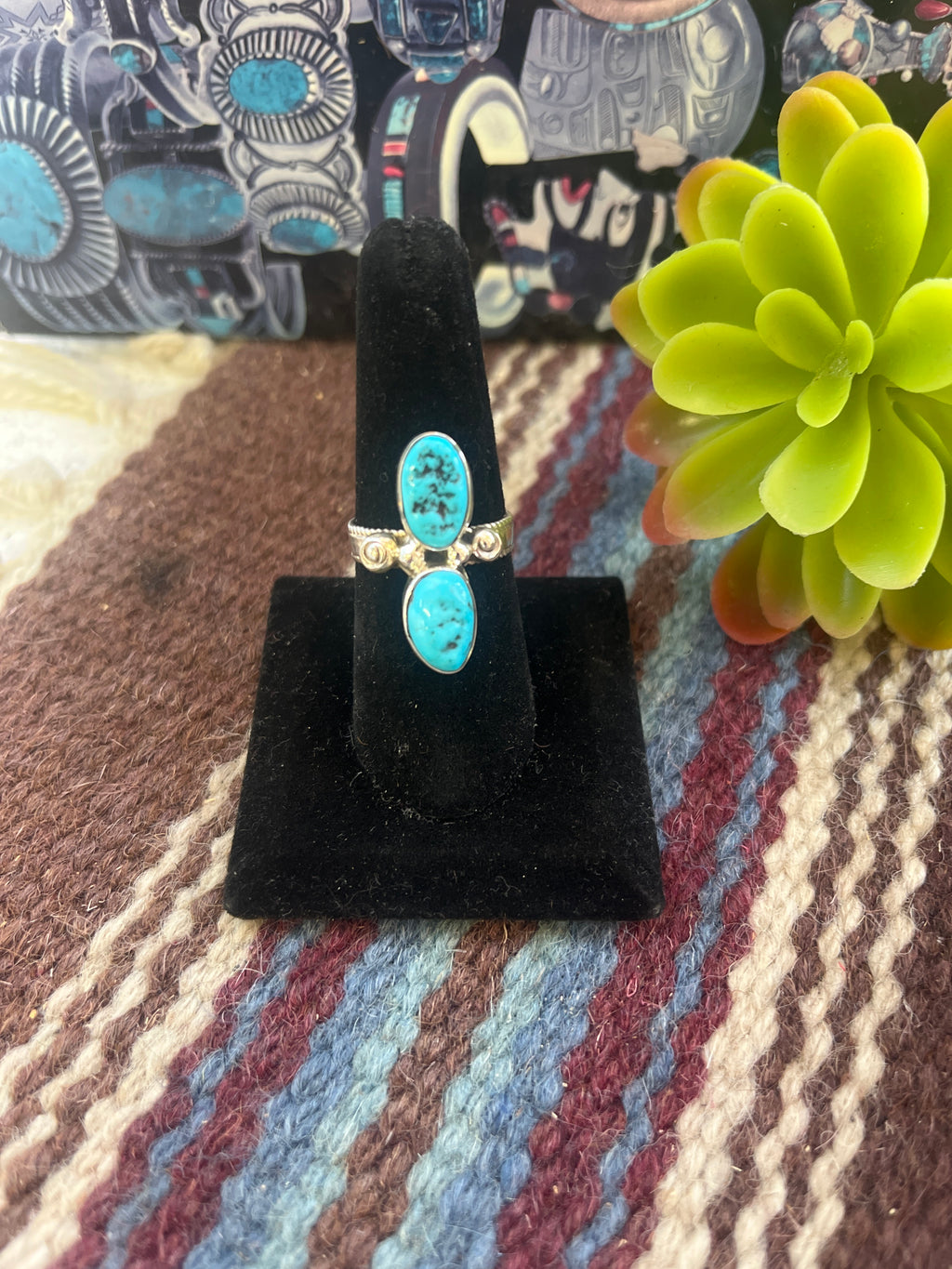 Sleeping Beauty Double Stone Ring