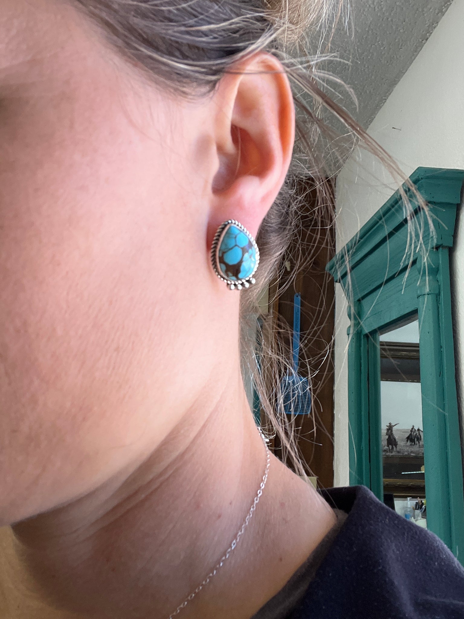 Turquoise with Matrix Teardrop Posts