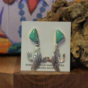 Green Turquoise with Cactus Dangles