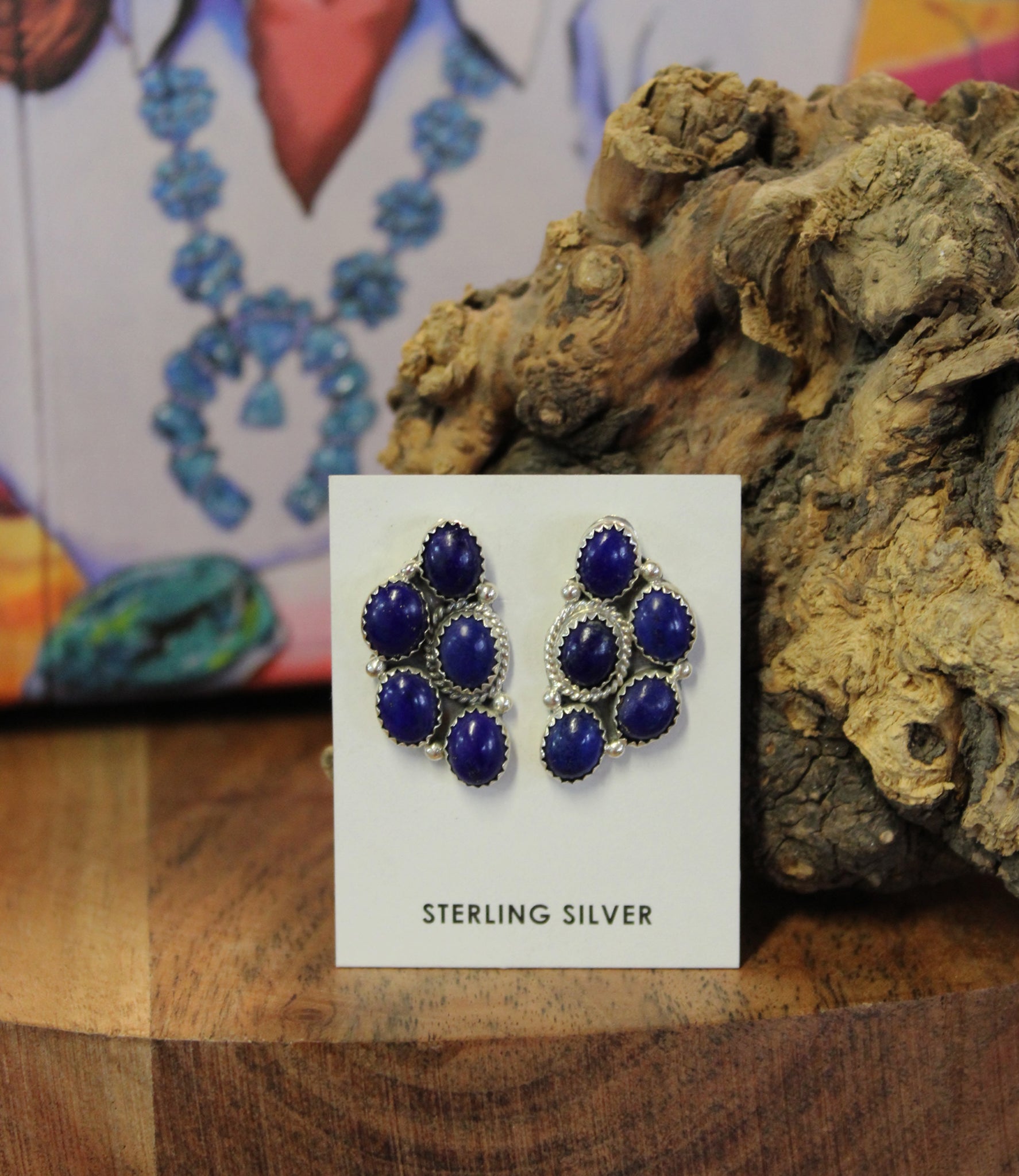 Cluster Lapis Earrings