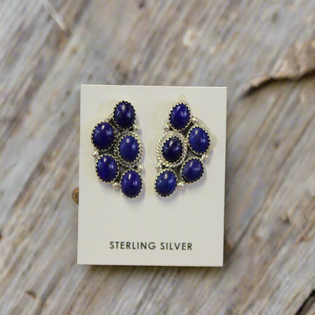 Cluster Lapis Earrings