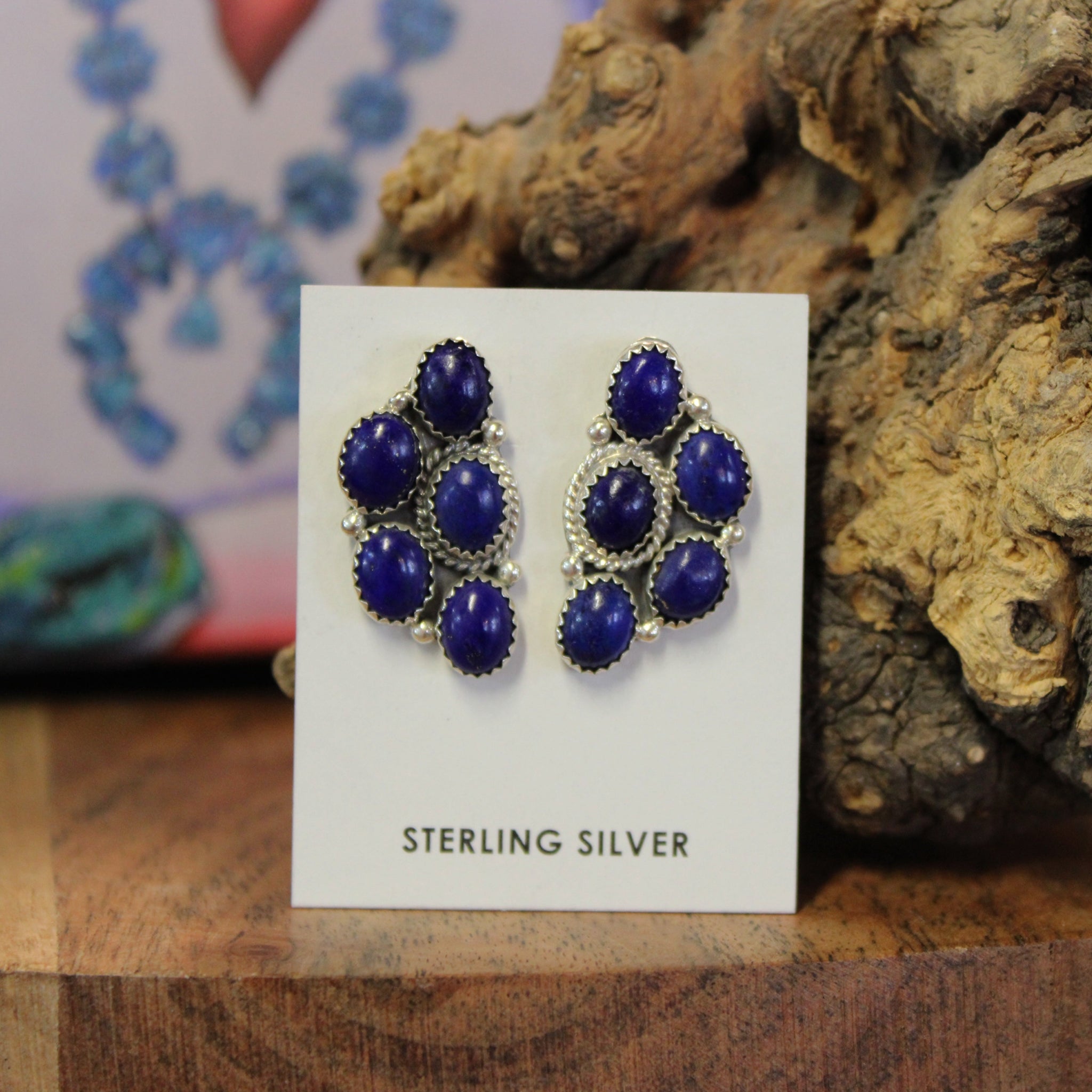 Cluster Lapis Earrings