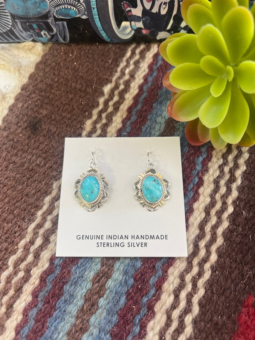 Turquoise Dangles with Western Setting
