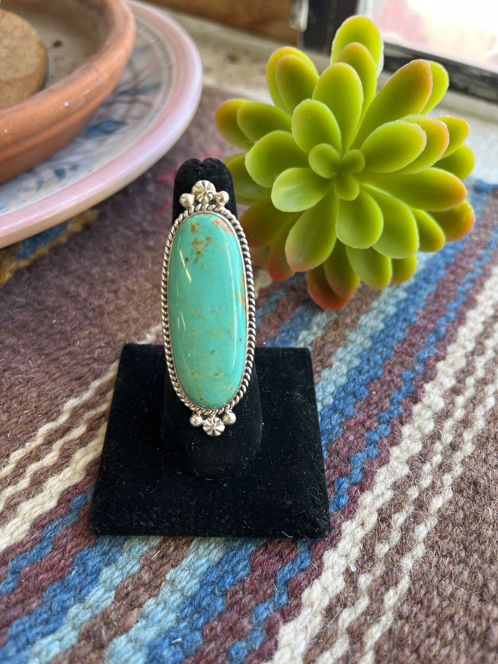 Long Green Turquoise Statement Ring
