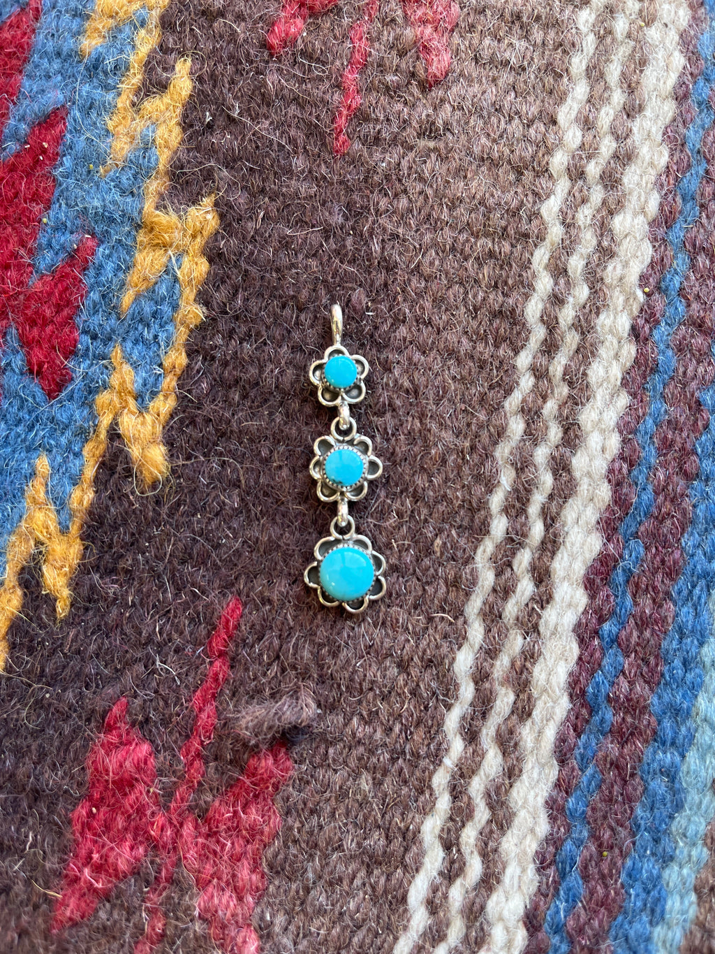 3 Stone Turquoise Flower Drop Pendant