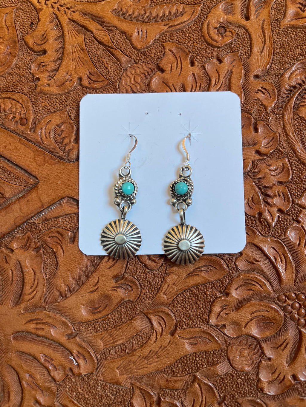 Turquoise and Silver Fan Dangles