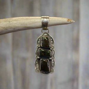 Dark Green with Stamped Silver Setting