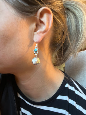 Turquoise and Silver Fan Dangles
