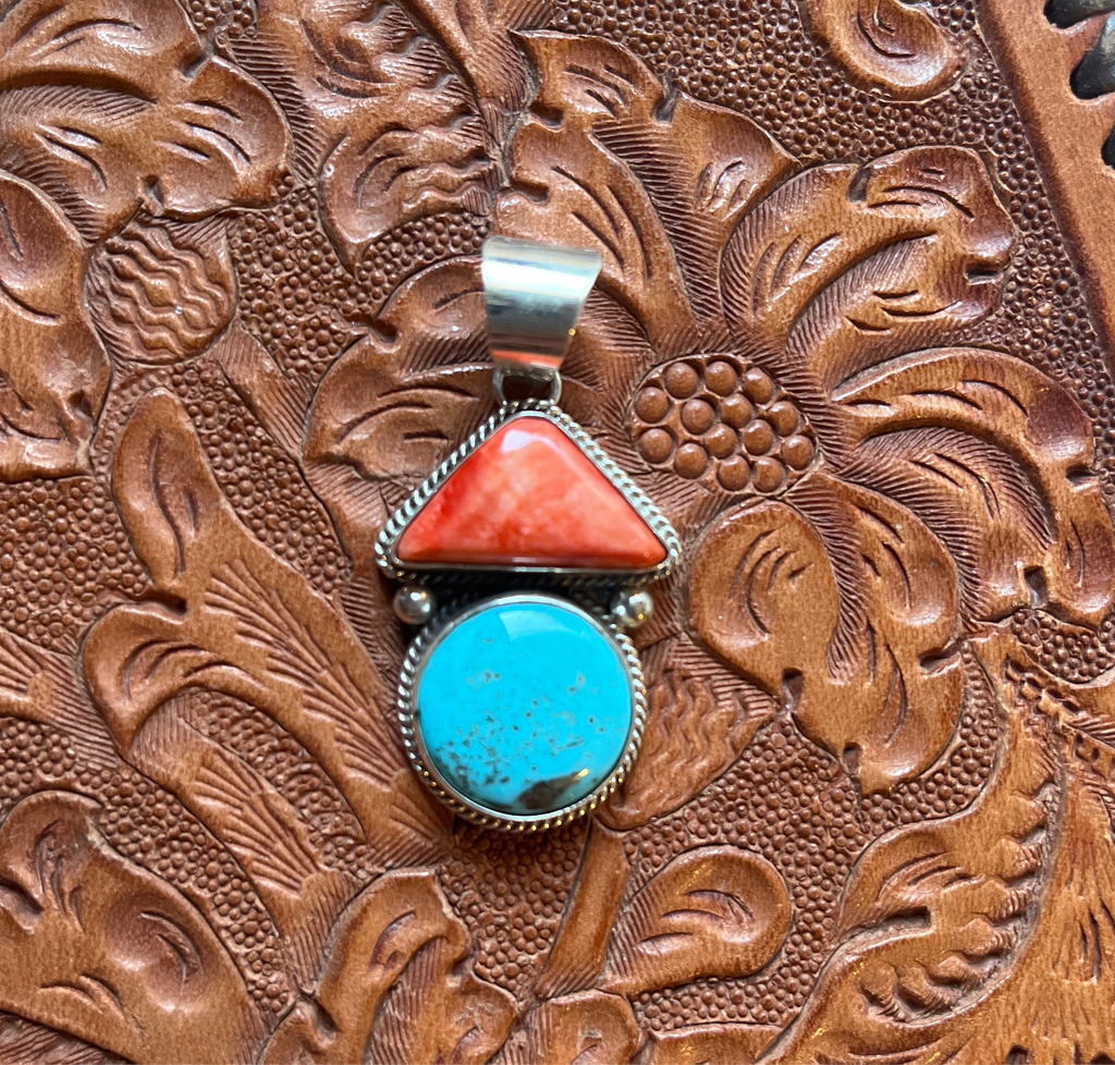 Spiny and Turquoise Stacked Pendant