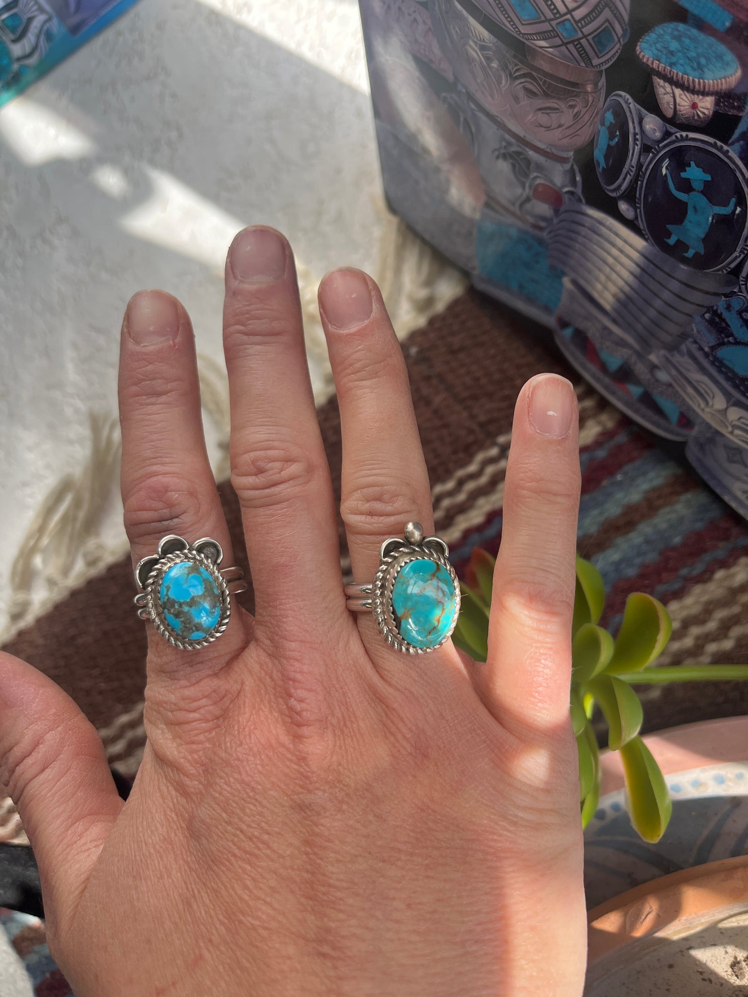 Aguilar Turquoise Adjustable Rings