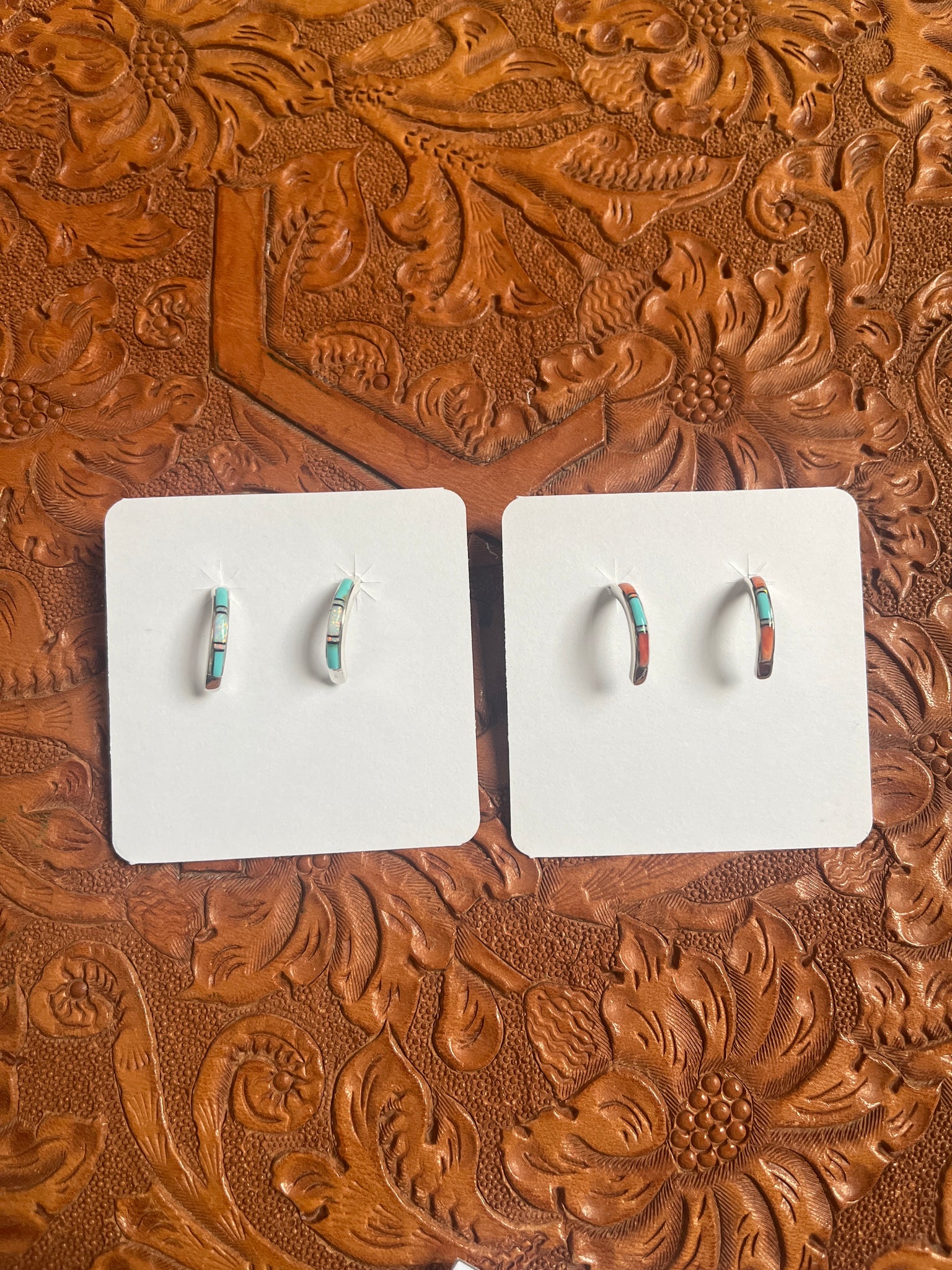 Delicate Inlay Half Hoops
