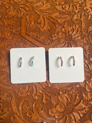 Delicate Inlay Half Hoops