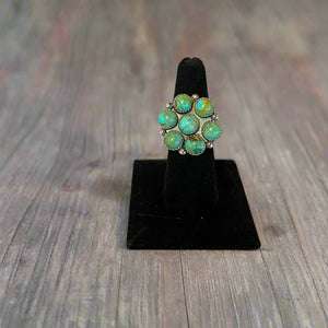 Green Turquoise Flower Ring