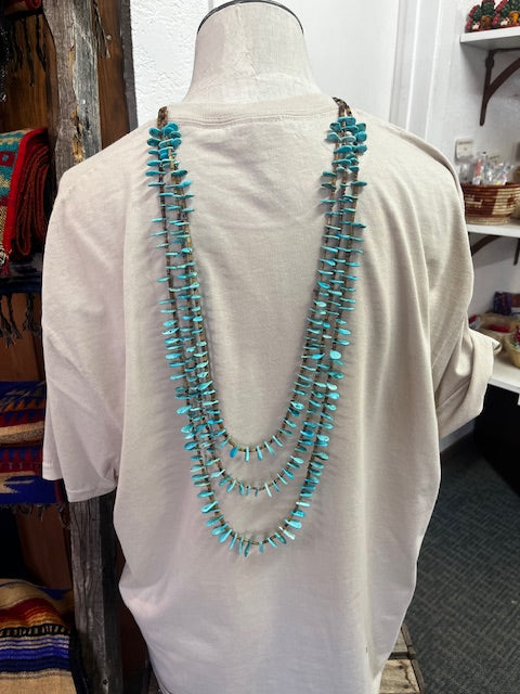 Layered Turquoise Squaw Wrap Necklace