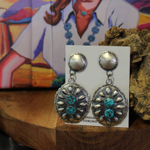 Large Silver Concho Dangles