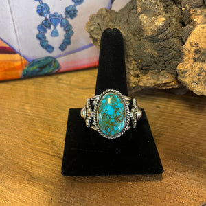 Large Turquoise Men’s Ring with Zia Detail