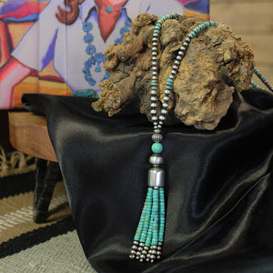 OxiBead Tassel Necklace with Turquoise Stones