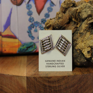 Tommy Charlie Diamond Shaped Earrings Navajo Artist Thomas Charlie