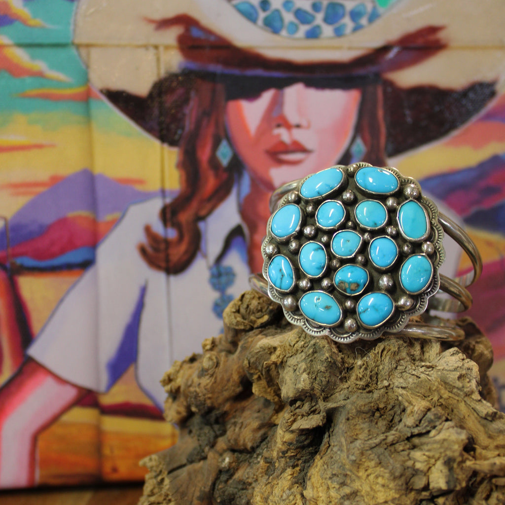 Turquoise Rosette cuff