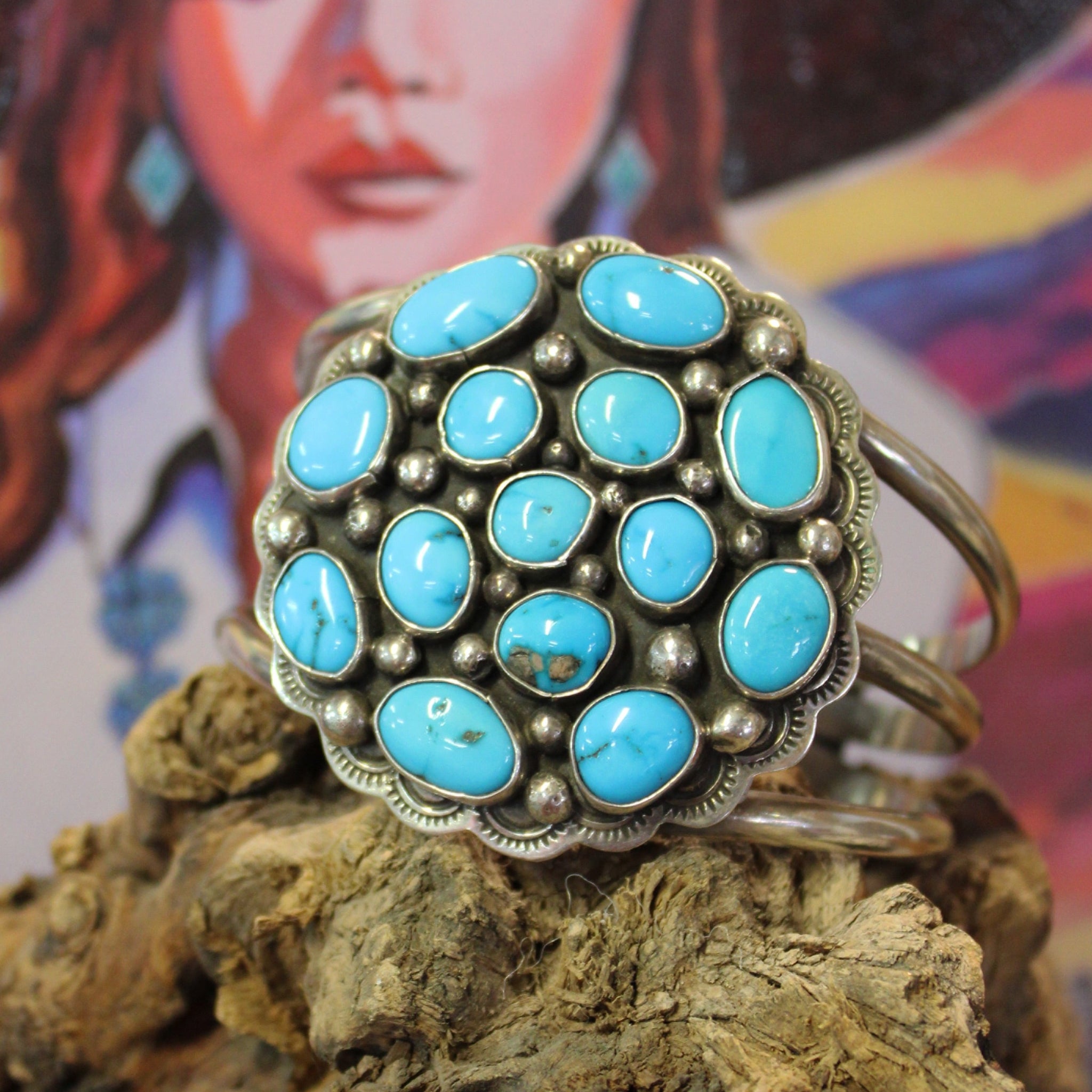 Turquoise Rosette cuff