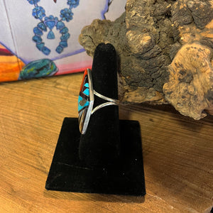 Zuni Style Diamond Inlay Ring