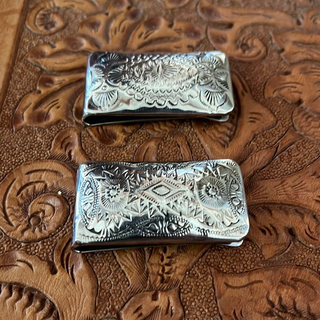 Silver Stamped Money Clips