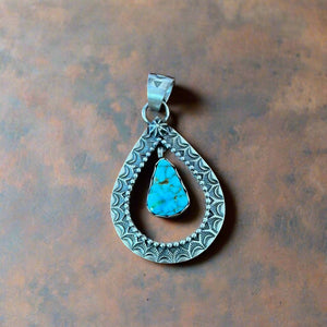 Southwest Pendant with Turquoise Dangle Center