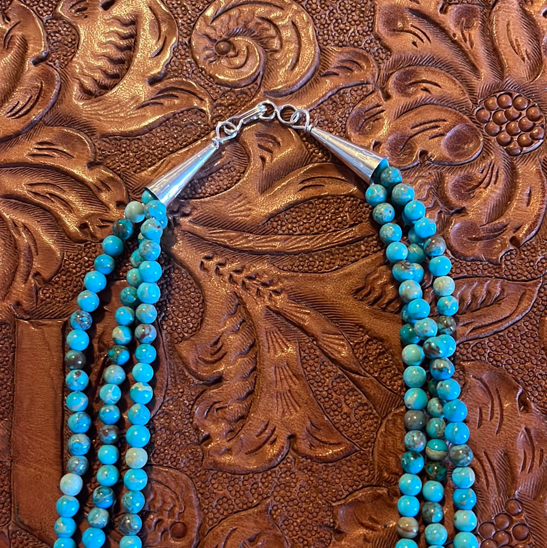 Tiny Three Strand Turquoise Beads